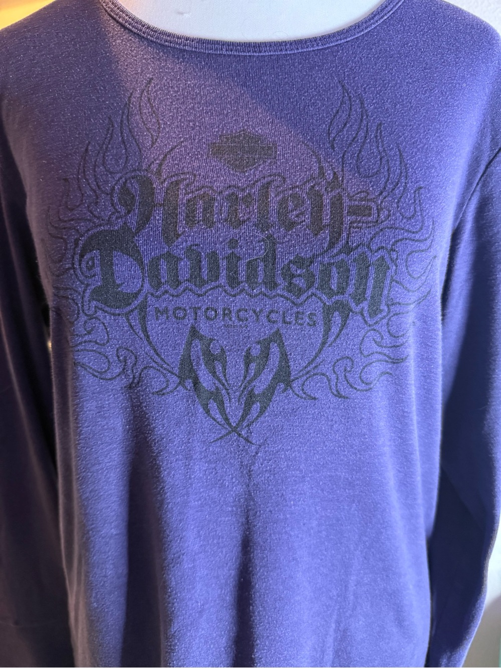 Vintage Y2K Harley Davidson Flare Sleeve Shirt 1X Made in USA Gulf Coast FL - Picture 5 of 8